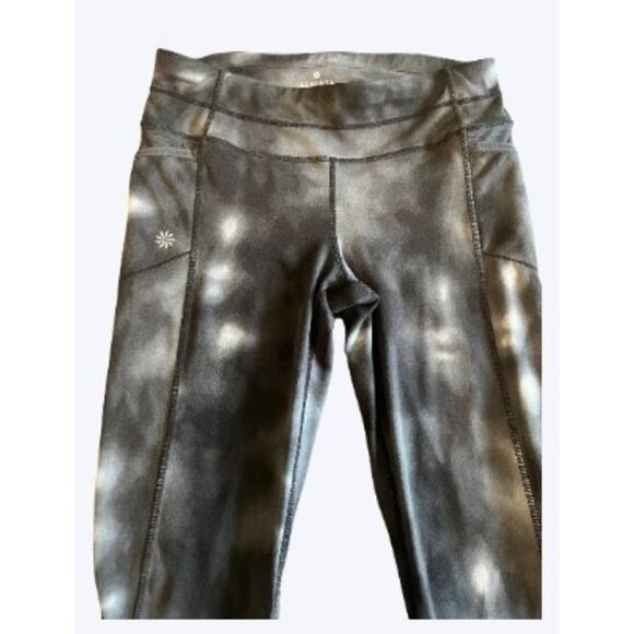 Athleta Full Length Women's Leggings Black Gray Tie Dye Size Small - Picture 2 of 5